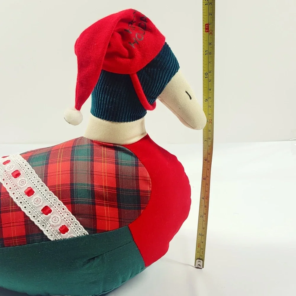 Vintage Tartan Plaid Patchwork Plush Mallard Duck Shelf Sitter Holidays Country